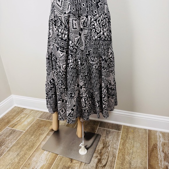 Chaps Women's Maxi Skirt Sz M Geometric‎ Print Black & White - Picture 6 of 16
